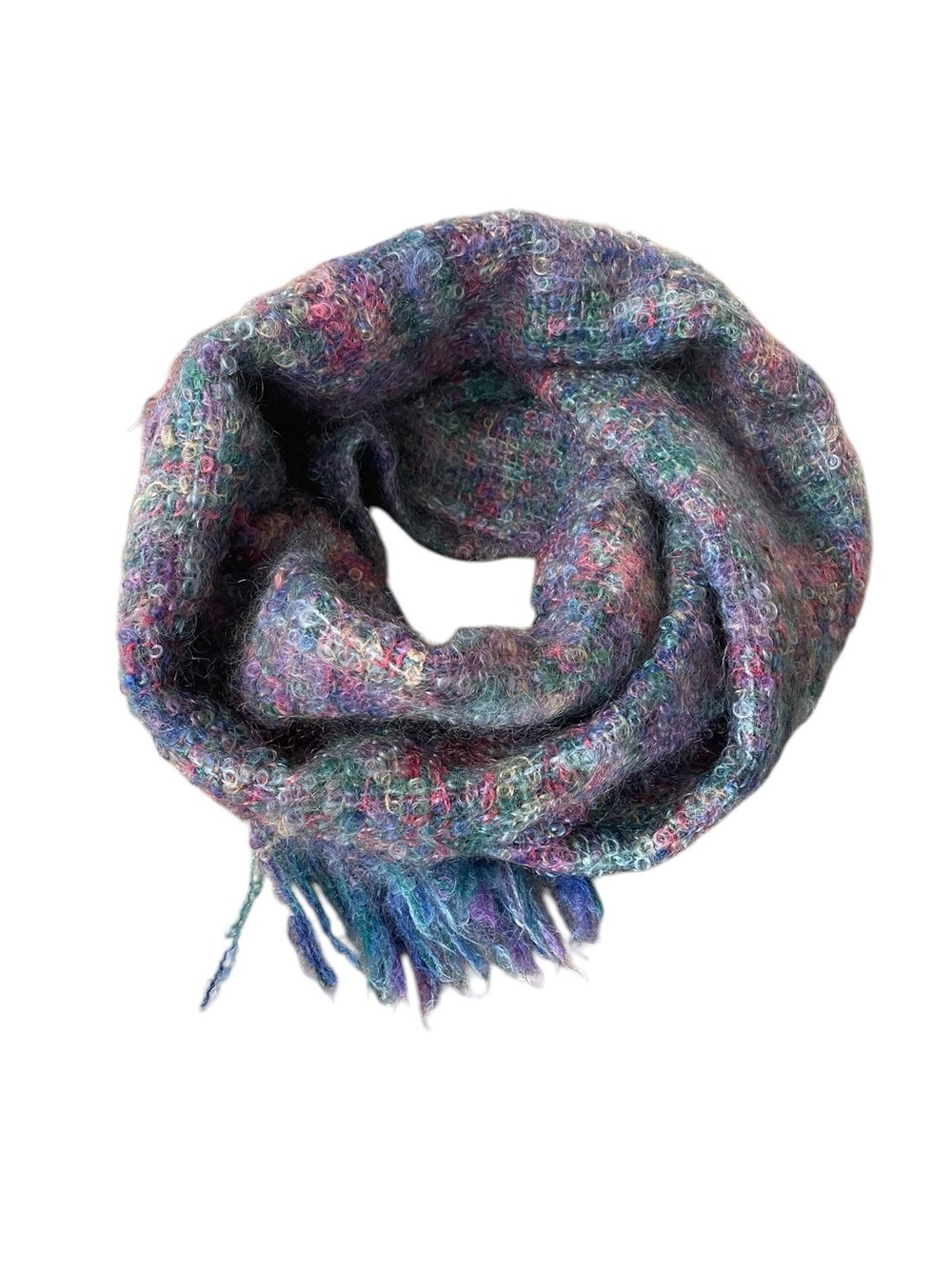 MUCROS Weavers Ireland Multicolor Mohair Wool Scarf - Blue & Purple Tones